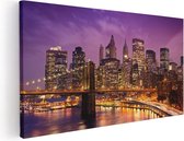 Artaza Canvas Schilderij Skyline New York Van Centrum In Het Paars - 120x60 - Groot - Foto Op Canvas - Canvas Print