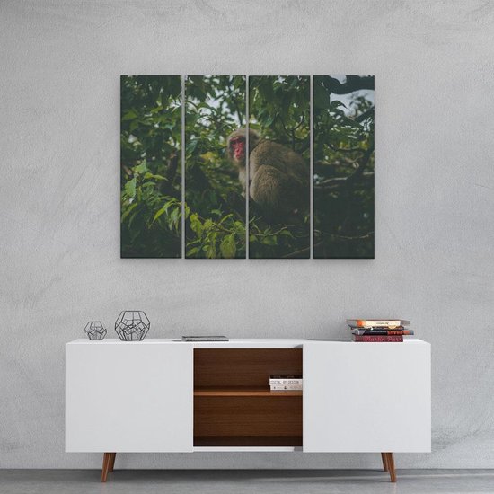 Artaza Peinture sur Toile Quadriptyque Singe Dans L'arbre Parmi Les Feuilles - 80x60 - Photo sur Toile - Impression sur Toile