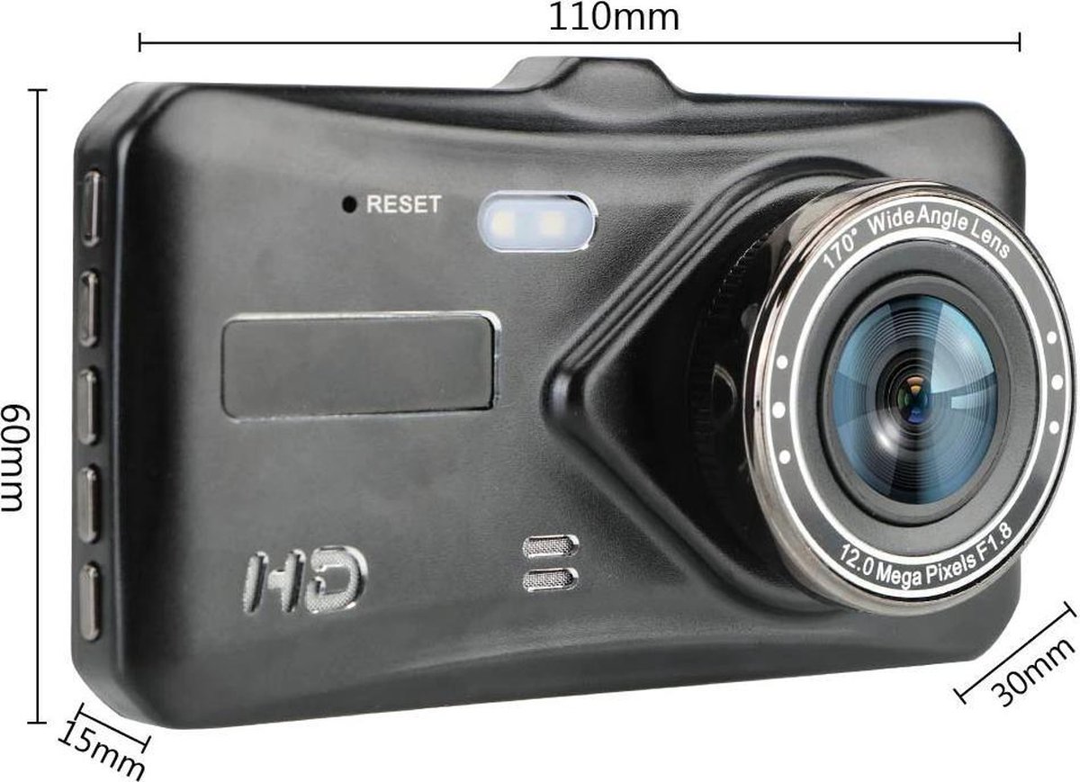 DrPhone DC7 Auto Dashcam Voor en Achter - Video Recorder FHD 1080p- 4 Inch Touchscreen - Loop Opname - G-sensor - 170 ° Groothoek – Nachtzicht (WDR)- Bewegingsdetectie – foto 3