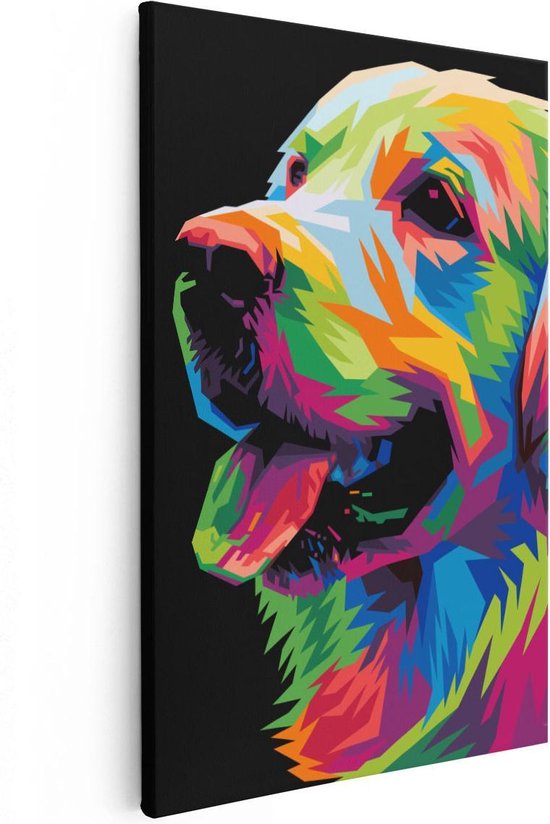 Artaza Canvas Schilderij Kleurrijke Hond - Abstract - 20x30 - Klein - Foto Op Canvas - Canvas Print
