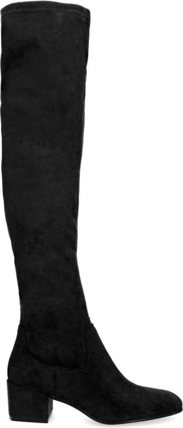 Manfield - Dames - Zwarte overknee laarzen - Maat 38