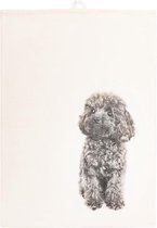 Hond dieren keukenhanddoek - 50x70 cm - Poedel - Wit