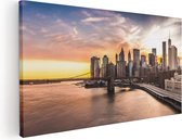 Artaza Canvas Schilderij Brooklyn Bridge Brug In New York - 80x40 - Foto Op Canvas - Canvas Print