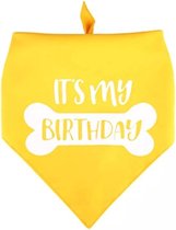 Honden bandana It's my Birthday geel - hond - bandana - verjaardag - birthday - huisdier