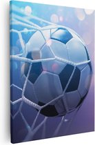 Artaza Canvas Schilderij Voetbal Bal Door Het Goal Heen - 40x50 - Foto Op Canvas - Canvas Print