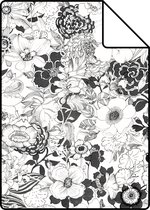 Proefstaal ESTAhome behangpapier bloemen zwart en wit - 138503 - 26,5 x 21 cm