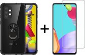 Samsung Galaxy A52s  hoesje shock proof case transparant armor case zwarte randen magneet ring hoesjes cover hoes - 1x Samsung A52s Screenprotector