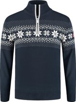 John Brilliant Noorse heren trui - fijn gebreid - Merino wol - donkerblauw