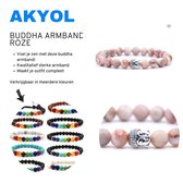 Akyol - Mala armband van natuursteen - Boeddha/Buddha - Voor heren en dames - Kralen armband - 20 cm - Wit-Roze-Zilver
