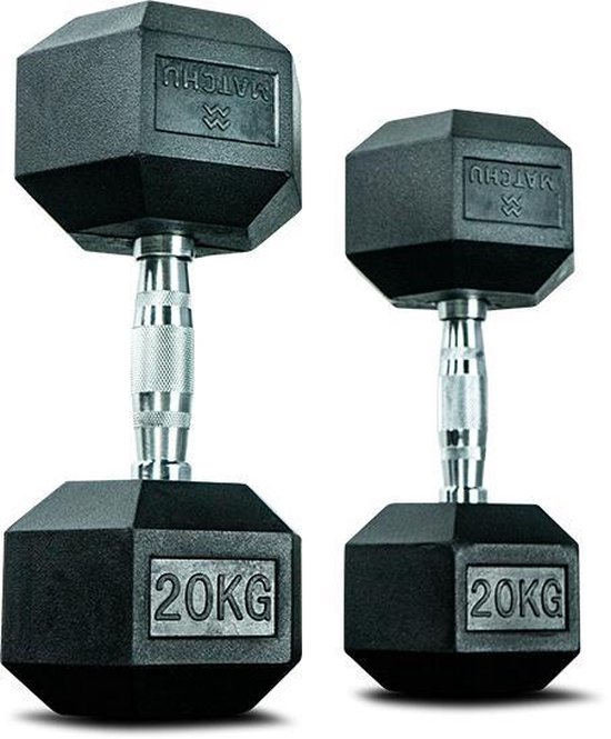 Matchu Sports - Hexa dumbbells - 20KG - Set van 2 - Zwart