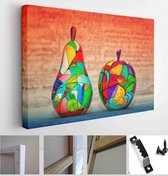 Decorative wooden fruit - pears and apples. Handmade, contemporary art - Modern Art Canvas - Horizontal - 364225964 - 115*75 Horizontal