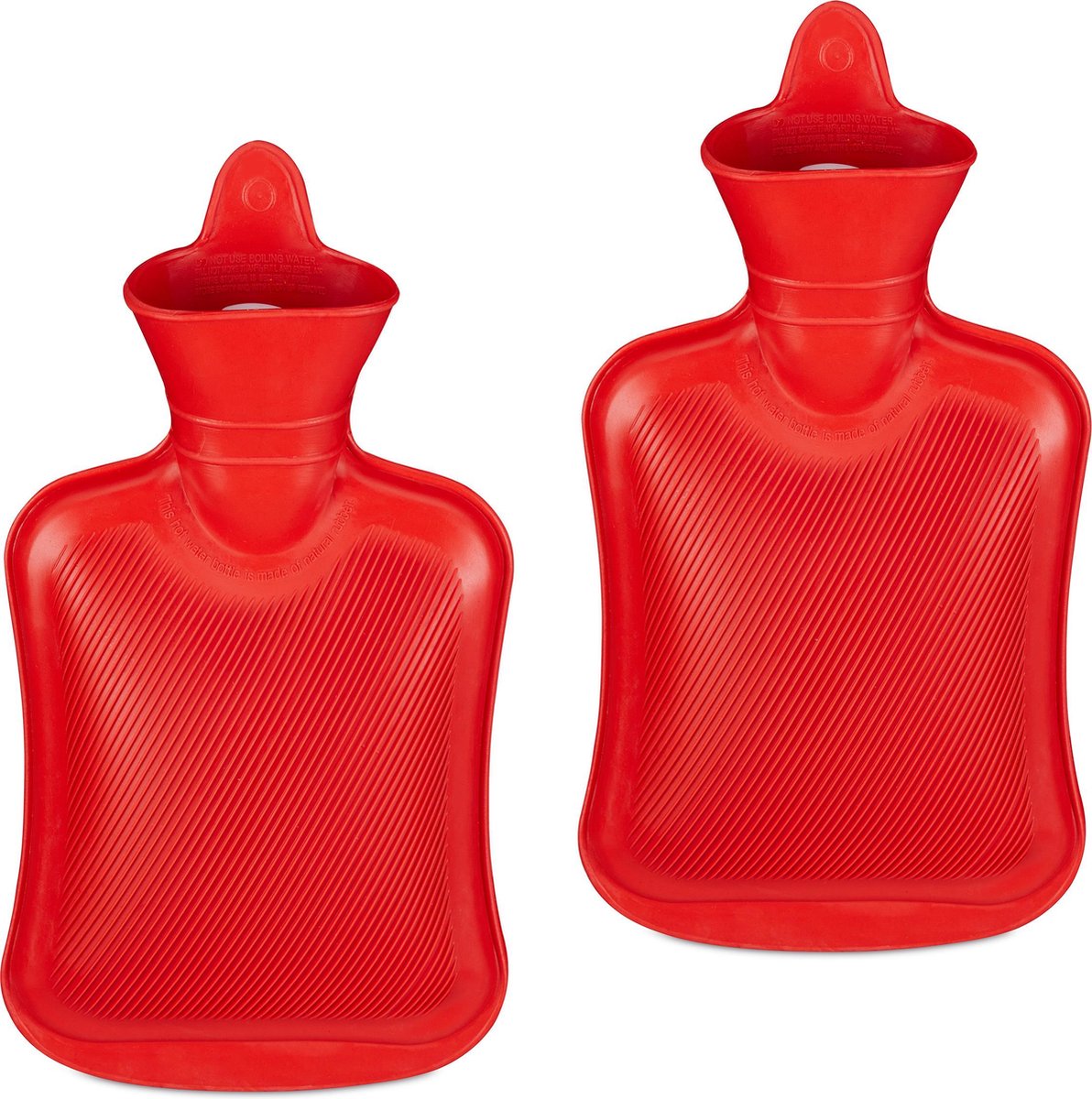 Goedkoopste 2x kruik rubber - warmwaterkruik - zonder hoes - rood - bedkruik - waterkruik
