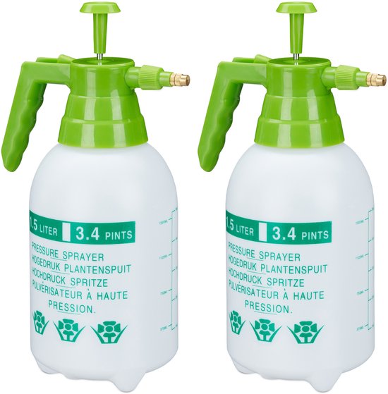 2x drukspuit 1,5 liter - hogedruk plantenspuit - druksproeier - plantensproeier van Merkloos	 — afbeelding 2