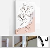 Set of creative hand painted one line abstract female portraits. Minimalist vector people icon - Modern Art Canvas - Vertical - 1886477428 - 115*75 Vertical