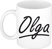 Olga naam cadeau mok / beker sierlijke letters - Cadeau collega/ moederdag/ verjaardag of persoonlijke voornaam mok werknemers