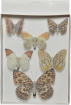 6x décorations papillons colorés 5,5 x 4 cm sur clip - Décorations d'intérieur home deco decoration