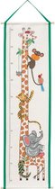 borduurpakket 35-4310 jungle, giraffe met dieren, groeimeter/meetlat