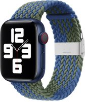 By Qubix Braided nylon bandje - Blauw - Groen - Geschikt voor Apple Watch 42mm - 44mm - 45mm - Ultra - 49mm - Compatible Apple watch bandje -
