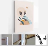 Abstract Botanical Organic Art Illustration. Set of soft color painting wall art for house decoration. Minimalistic canvas background design - Modern Art Canvas - Vertical - 195743