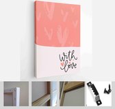 Valentines day peach pink and off-white greeting card vector set with calligraphy love messages - Modern Art Canvas - Vertical - 1859901970 - 50*40 Vertical