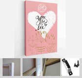 Happy Valentine's Day set cards. Handdrawn romantic lettering - Modern Art Canvas - Vertical - 1626998134 - 80*60 Vertical