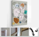 Abstract art posters for an art exhibition: music, literature or painting. Vector illustrations of shapes, portraits of people, hands, spots and textures for backgrounds - Modern Art Canvas -