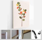 Collection of contemporary art posters in pastel colors. Abstract elements, leaves and fruits, branches, tangerines - Modern Art Canvas - Vertical - 1853040742 - 40-30 Vertical