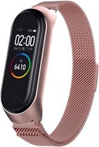 Milanees Smartwatch bandje - Geschikt voor  Xiaomi Mi Band 3 / 4 Milanese band - rosé pink - Strap-it Horlogeband / Polsband / Armband