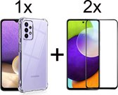 Samsung A52s/A52 hoesje siliconen case transparant - Samsung Galaxy A52s/A52 hoesje siliconen case hoes transparant - Full Cover - 2x Samsung A52s/A52 Screenprotector