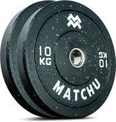 Matchu Sports - Halterschijven - Hi temp bumper plates - 10 KG - Set van 2 - Zwart - Duurzaam materiaal