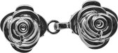 Clips met haakje, roos, voor vest, sjaal of omslagdoek in kleur zilver look.