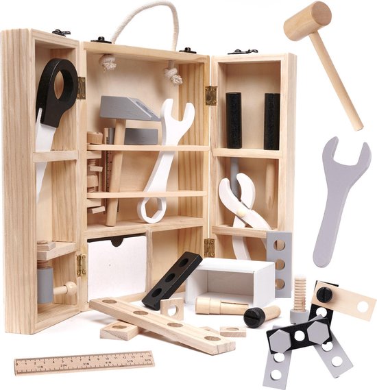 Boîte à outils avec atelier en bois - Pour les enfants | bol.com