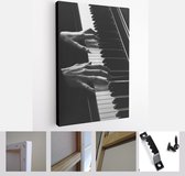 Two hand on a piano keyboard, vertical black and white photo - Modern Art Canvas - Vertical - 1848808282 - 40-30 Vertical