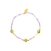 Kralenarmband met smileys - Yehwang - Armband - One size - Multi/Goud