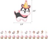 12 cupcake toppers Cute Dogs roze met wit - hond - dog - cupcake - verjaardag