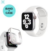MY PROTECT® Apple Watch 1/2/3 38mm Bescherm Case & Screenprotector + Bandje - Apple Watch Hoesje en bandje - Bescherming iWatch - Wit
