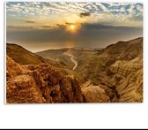 Forex - Zon in de Verte in Rots gebied - 40x30cm Foto op Forex