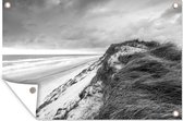 Muurdecoratie Duinen aan zee in Jutland, Denemarken - zwart wit - 180x120 cm - Tuinposter - Tuindoek - Buitenposter
