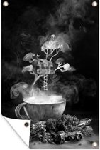 Décoration de jardin Cabane de vapeur - noir et blanc - 40x60 cm - Affiche de jardin - Toile de jardin