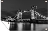Muurdecoratie De Tower Bridge verlicht in de avond in Engeland - zwart wit - 180x120 cm - Tuinposter - Tuindoek - Buitenposter