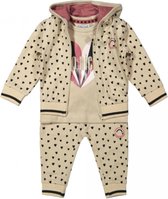 Dirkje - Girls 3 pce babysuit ls trousers Sand + aop - maat 68