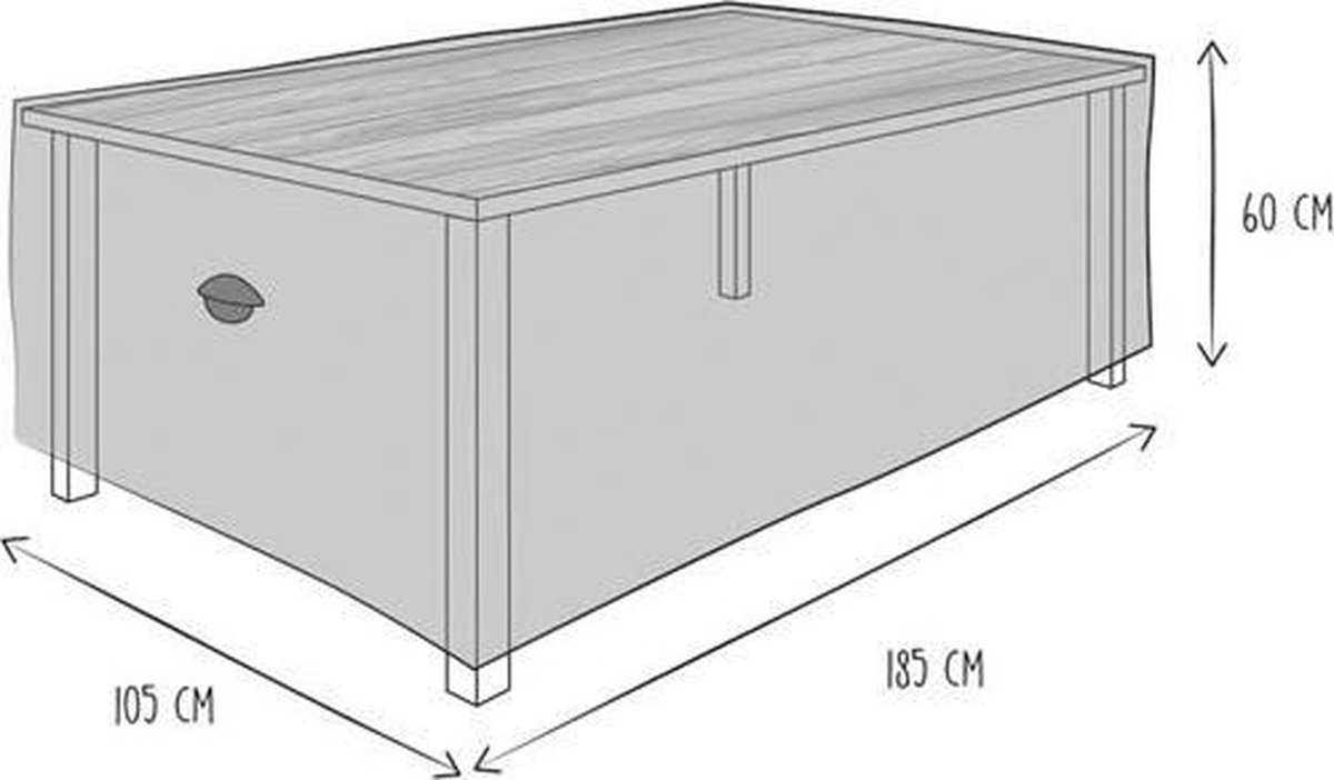 Perel Schutzhülle Für Tische Bis Zu 220 Cm, Abdeckplane, Abdeckhülle Garten, Möbel Abdeckung, Schutz Gartenmöbel, Winterabdeckung, Grau, Rechteckig, 225 X 105 X 75 Cm