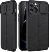 Litchi Texture Sliding Camshield TPU-beschermhoes voor iPhone 11 Pro (zwart)