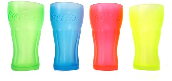 browser Rentmeester Matig Coca Cola Neon Gekleurde glazen 4 stuks Roze / Geel / Groen / Blauw |  bol.com