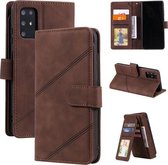 Voor Samsung Galaxy S20+ Skin Feel Business Horizontale Flip PU Lederen Case met Houder & Multi-Card Slots & Portemonnee & Lanyard & Fotolijst (Bruin)