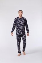 Woody pyjama jongens/heren - donkerblauw met highlander koe all-over print - highlander koe - 212-1-PZL-Z/917 - maat S