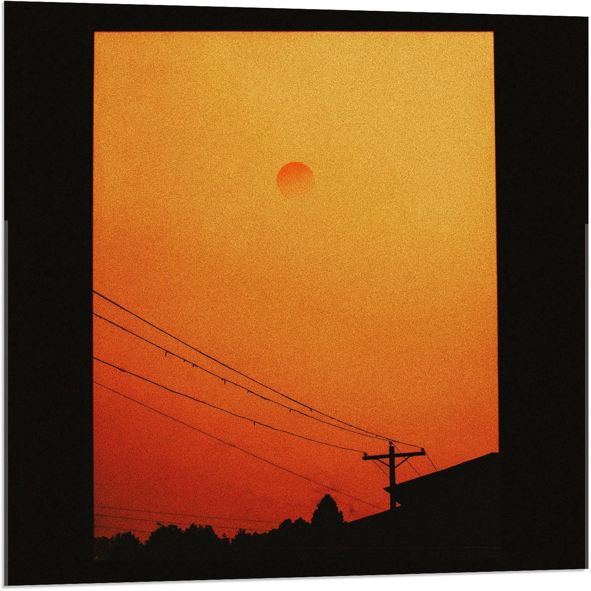 Acrylglas - Elektriciteitsdraden bij Zonsondergang - 80x80cm Foto op Acrylglas (Wanddecoratie op Acrylglas)