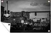 Affiche de jardin The Hard Rock Café et autres clubs de musique et restaurants sur Beale Street à Memphis - noir et blanc - 120x80 cm - Jardin