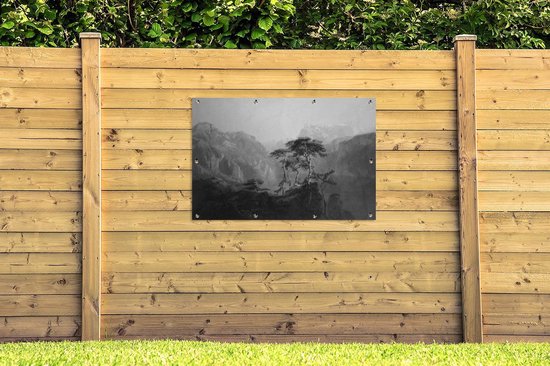 Affiche jardin Lac des Quatre-Cantons - peinture d'Alexandre Calame - noir et blanc - 120x80 cm - Jardin