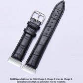 Zwart Lederen Bandje geschikt voor Fitbit Charge 3 / Charge 3 SE / Charge 4 – black leather smartwatch strap - Leder - Leer - Leren - Polsbandje - Maat: zie maatfoto